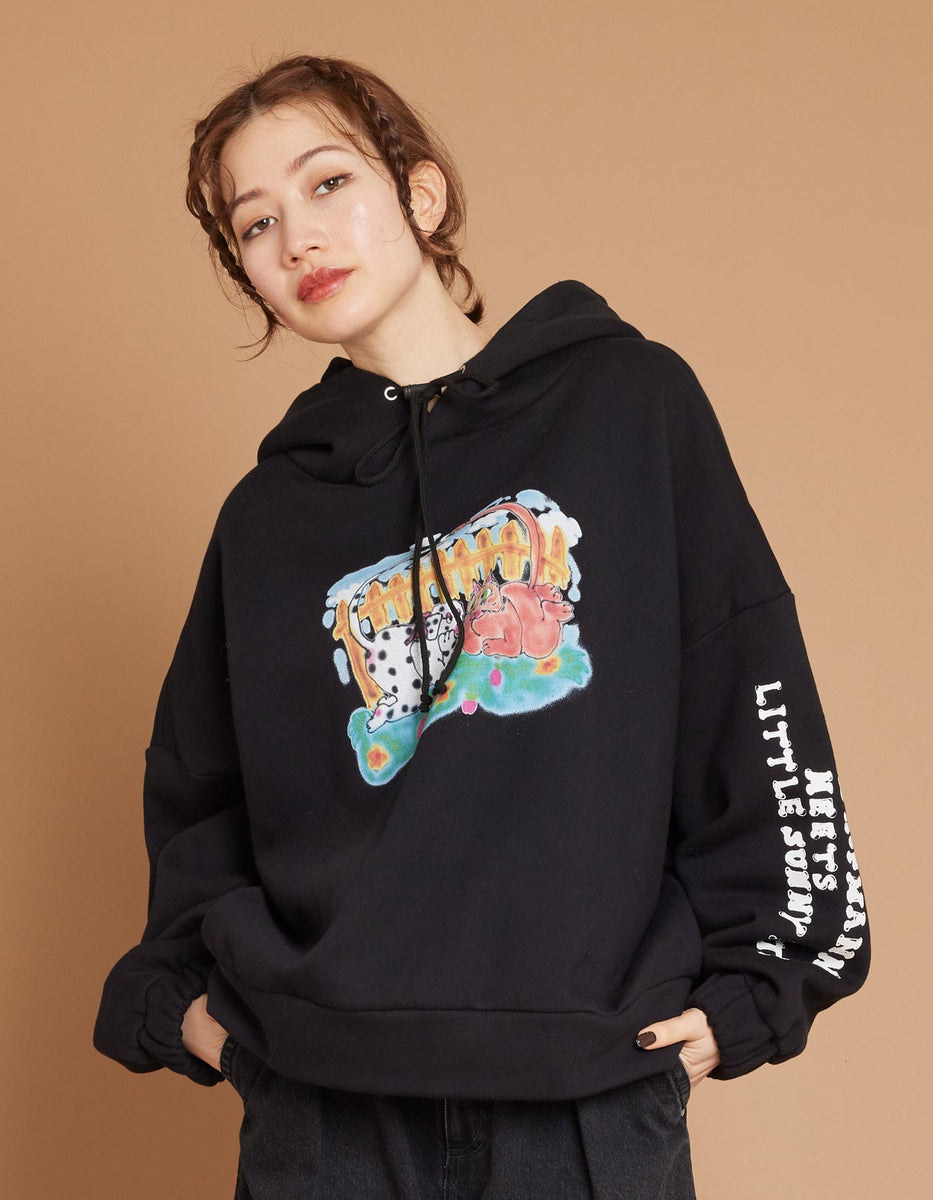 即完売】little sunny bite 刺繍 ドッキング HOODIE dinaslh