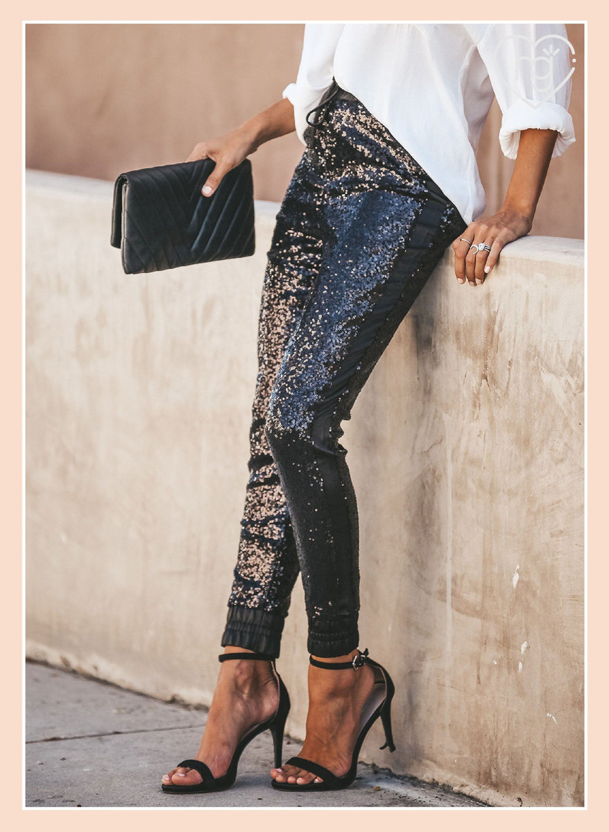 sequin jogger pants