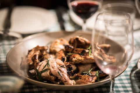 Red wine with a chicken dish