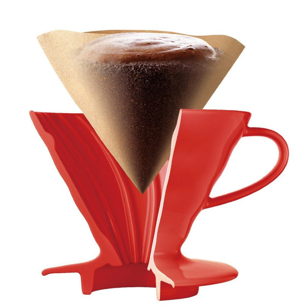 Red Hario V60 Color Coffee Dripper And Pot 