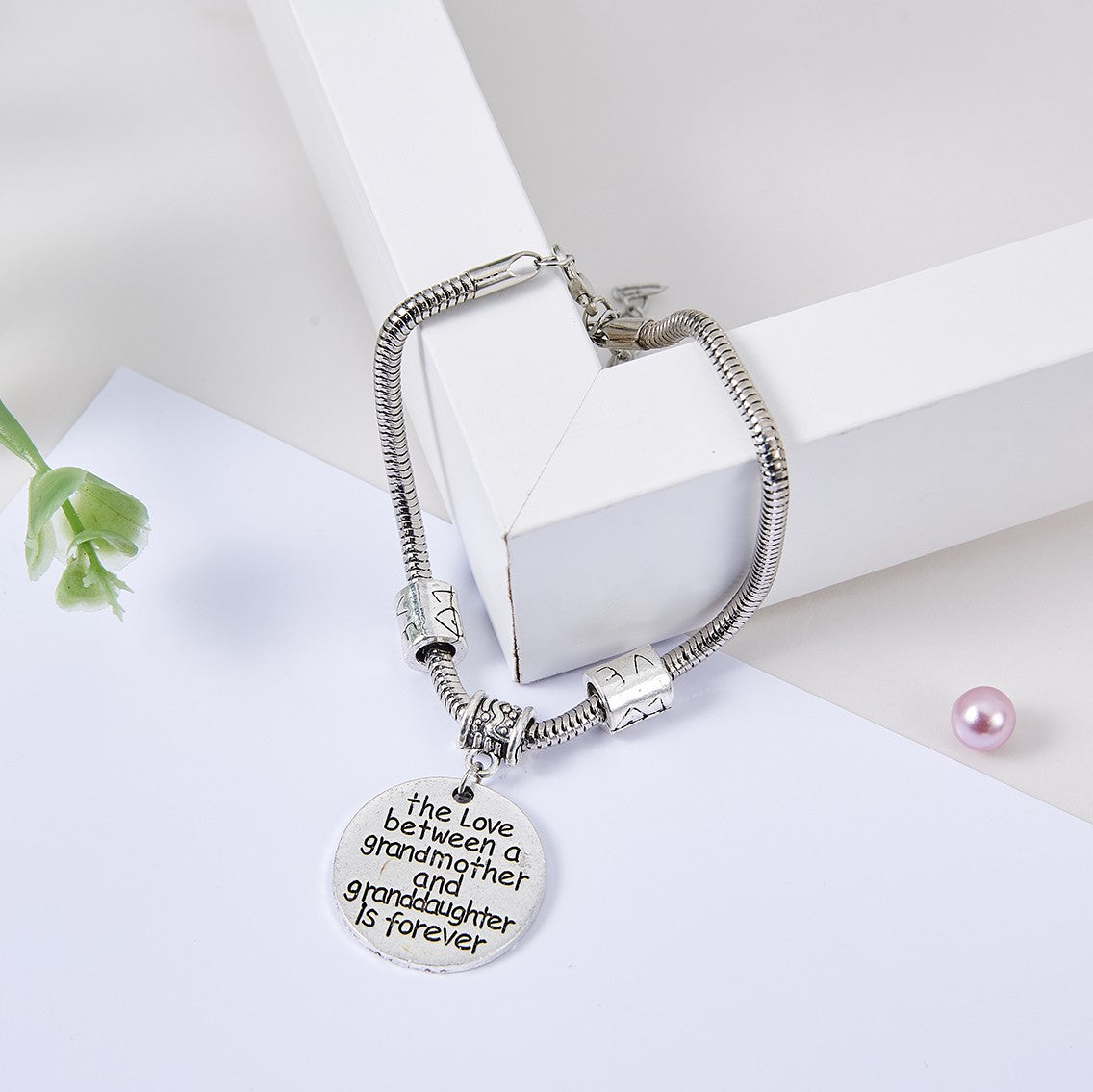 Grandma Bracelet from Granddaughter Grandma Jewelry Side by Side or Miles Apart We Are Connected by the Heart The Love Between a Grandmother and Granddaughter is Forever Grandma Christmas Gifts 