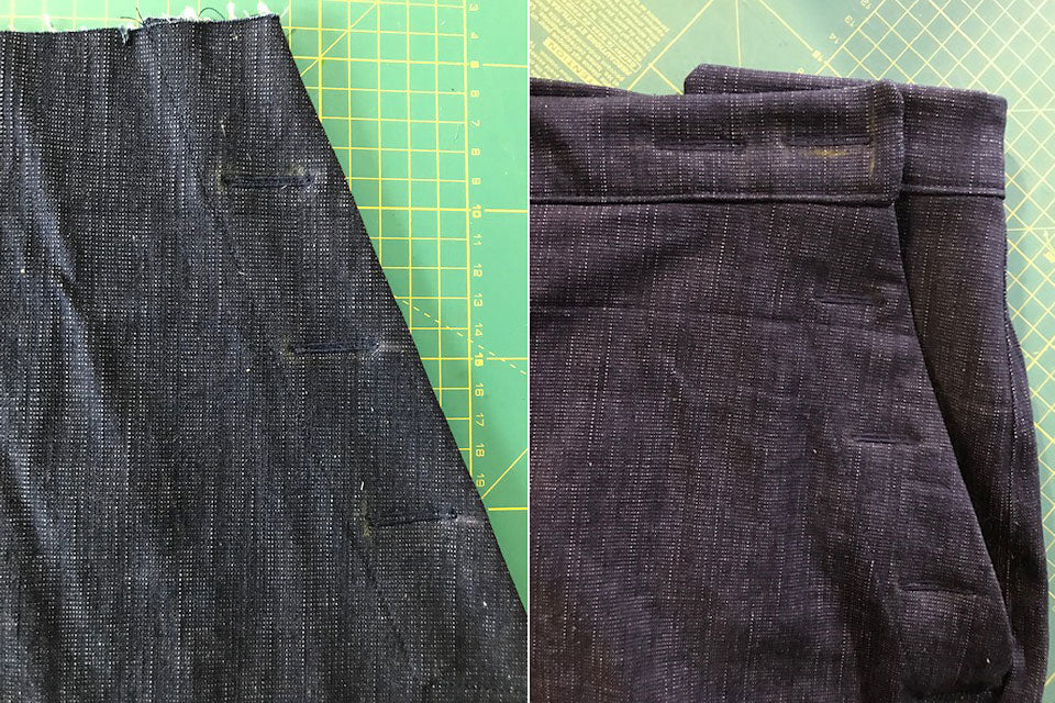 Buttonhole placement on Romero Trousers 