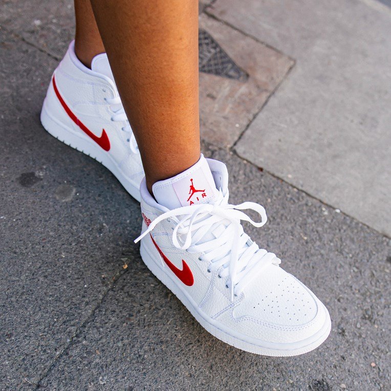 nike air jordan 1 mid white/university red