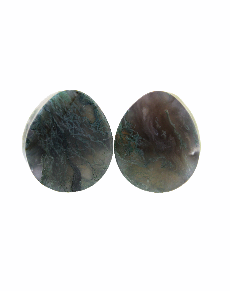 Moss Agate Teardrop Plugs