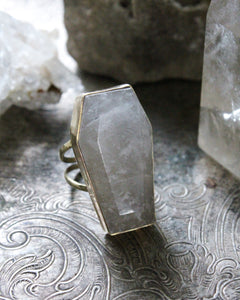 White Quartz Coffin Ring