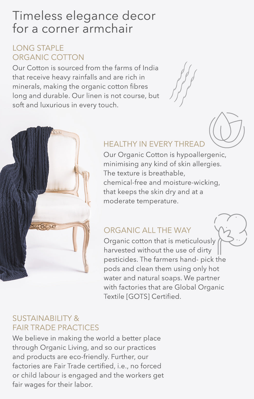 Cable Knit Organic Cotton Throws