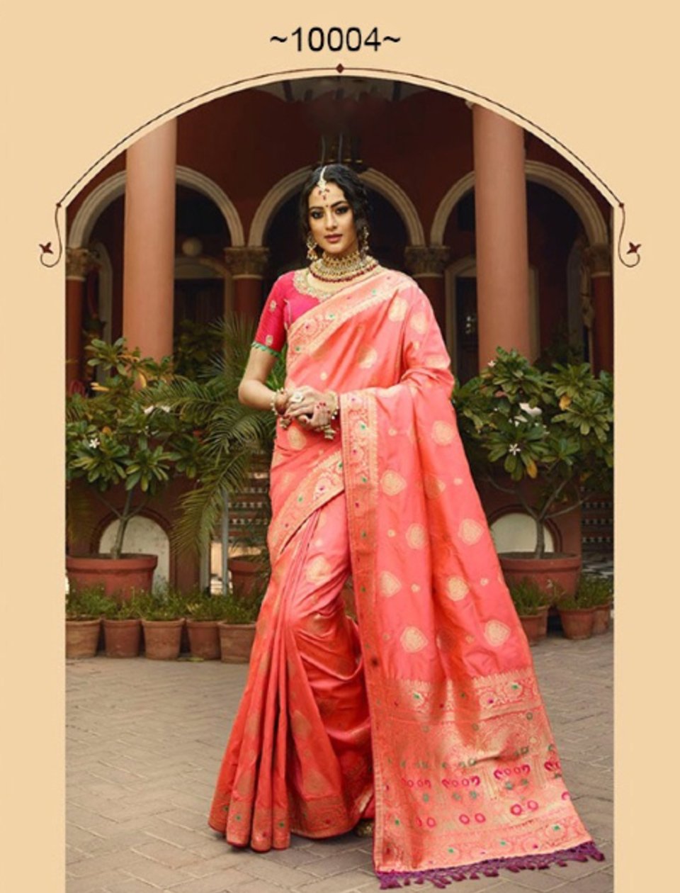 Amazing Designer Latest New Bridal Wedding Wear Peach Pink Silk Saree