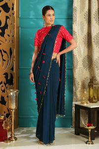 Trendy RR4103 Party Wear Teal Blue Pink Georgette Silk Saree - Fashion Nation