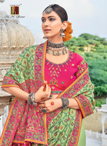 Mehndi Function Wear Designer Silk Saree for Online Sales by FashionNation