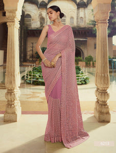 Purple Net Green Designer Saree by Fashion Nation for Online Sales