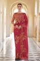 Geet Sammelan Party Wear Red Organza Designer Saree by Fashion Nation for Online Sales