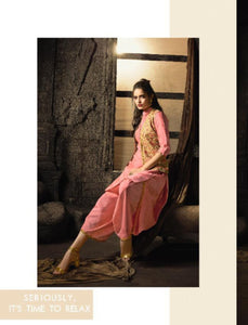Indo Western MAI7902 Readymade Pink Multicoloured Linen Cotton Kurta Set with Jacket - Fashion Nation
