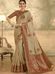 Engagement Wear Beige Silk Jacquard Indian Saree - Fashion Nation