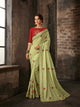 Beautiful RA21601 Designer Lime Green Red Silk Saree - Fashion Nation