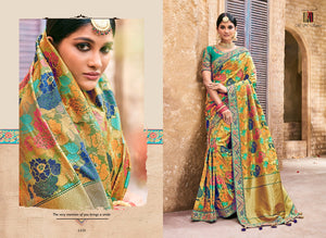 Colourful MN4409 Bridal Multicoloured Benarasi Silk Saree - Fashion Nation