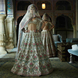Dainty SF5167 Bollywood Inspired White Multicoloured Silk Net Lehenga Choli - Fashion Nation