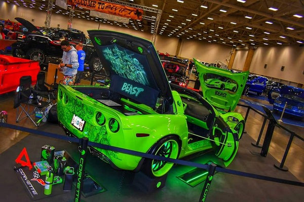  Chevrolet Corvette C6 with Window Rails, Halo, Rear Spoiler, and Wide Body rear Quarters