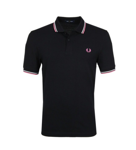 Fred Perry Twin Tipped Shirt In Black/White/Pink