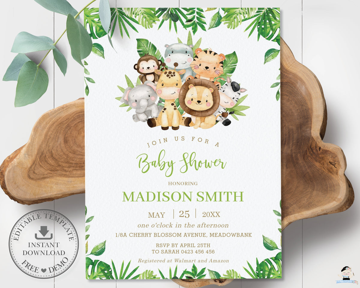 cute-greenery-jungle-animals-safari-baby-shower-invitation-editable