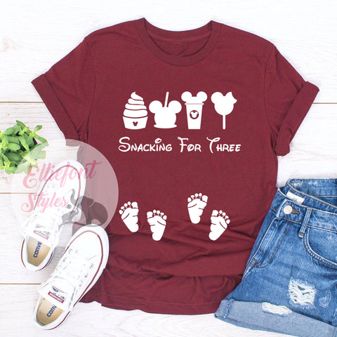 snacking for three pregnancy shirt