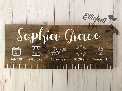 Wood Baby Birth Stats Ruler Personalized Baby Gift | Baby Keepsake
