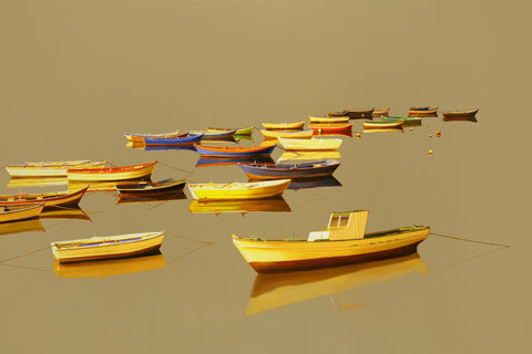 Roger Hayden Johnson Artist Colorado Boat European Harbor Oil Paintings for Sale