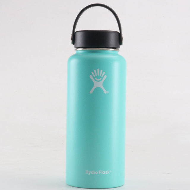 blue and green hydro flask