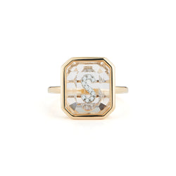 GOLD FRAME SECRET DIAMOND INITIAL RING