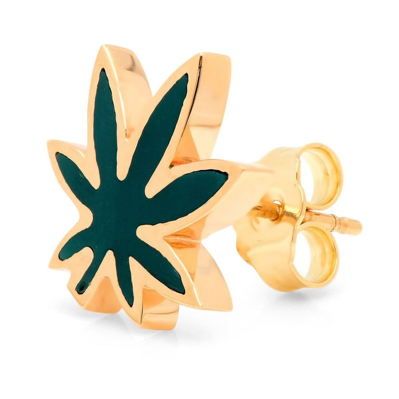 Cannabis Leaf Enamel Studs