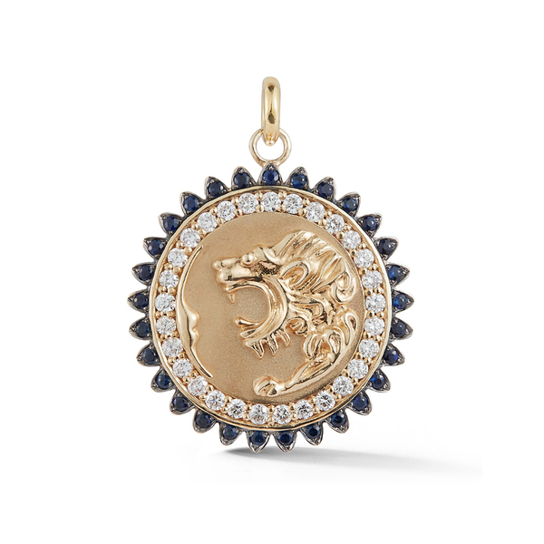 14K Gold and Gemstone Victorian Lion Medallion