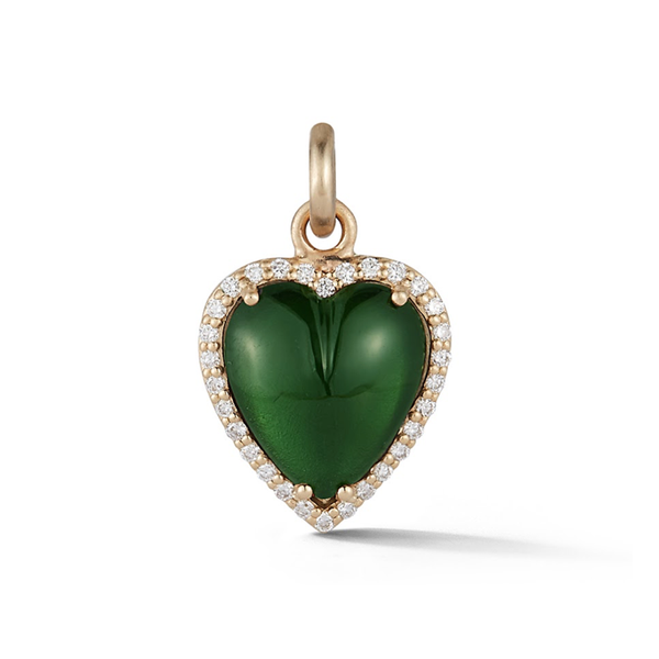 14K Gold and Green Tourmaline Heart Charm