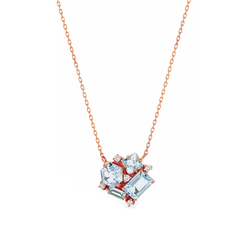 14K CLUSTER NECKLACE - BLUE TOPAZ