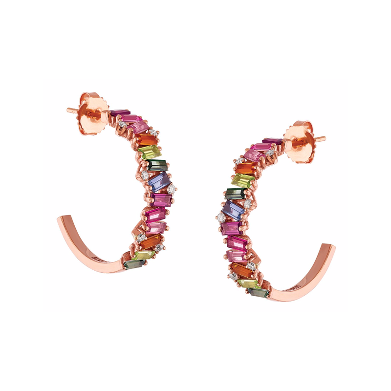 14K FRENESIA RAINBOW HOOP EARRINGS