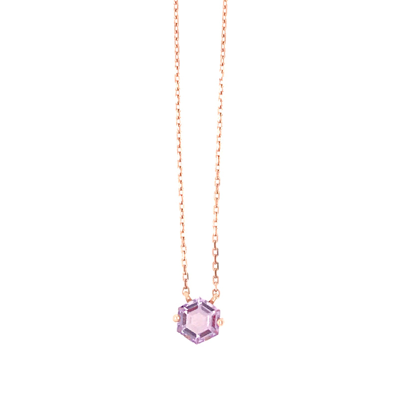 14K HEXAGON NECKLACE - ROSE DE FRANCE