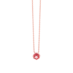 14K PETITE HEXAGON NECKLACE - SALMON TOPAZ