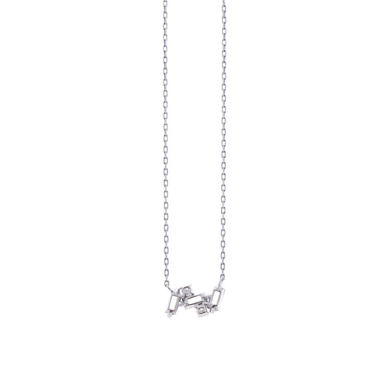 14K NOLA SMALL BAGUETTE BAR NECKLACE - WHITE TOPAZ