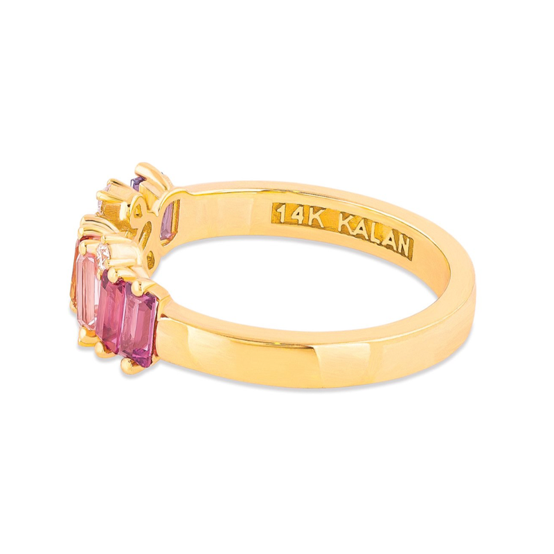 14K RAINBOW AMALFI WAVE BAND WITH DIAMONDS