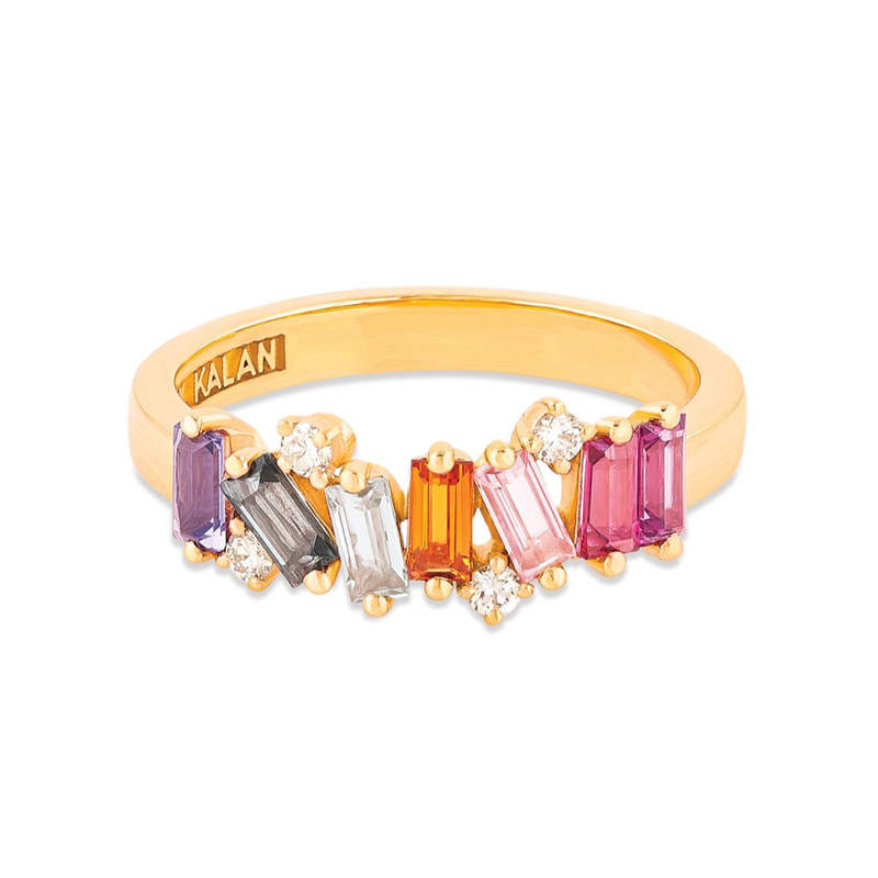 14K RAINBOW AMALFI WAVE BAND WITH DIAMONDS