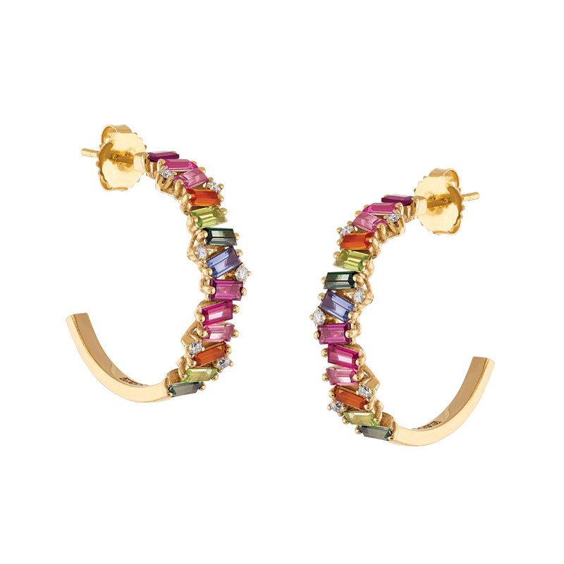 14K FRENESIA RAINBOW HOOP EARRINGS