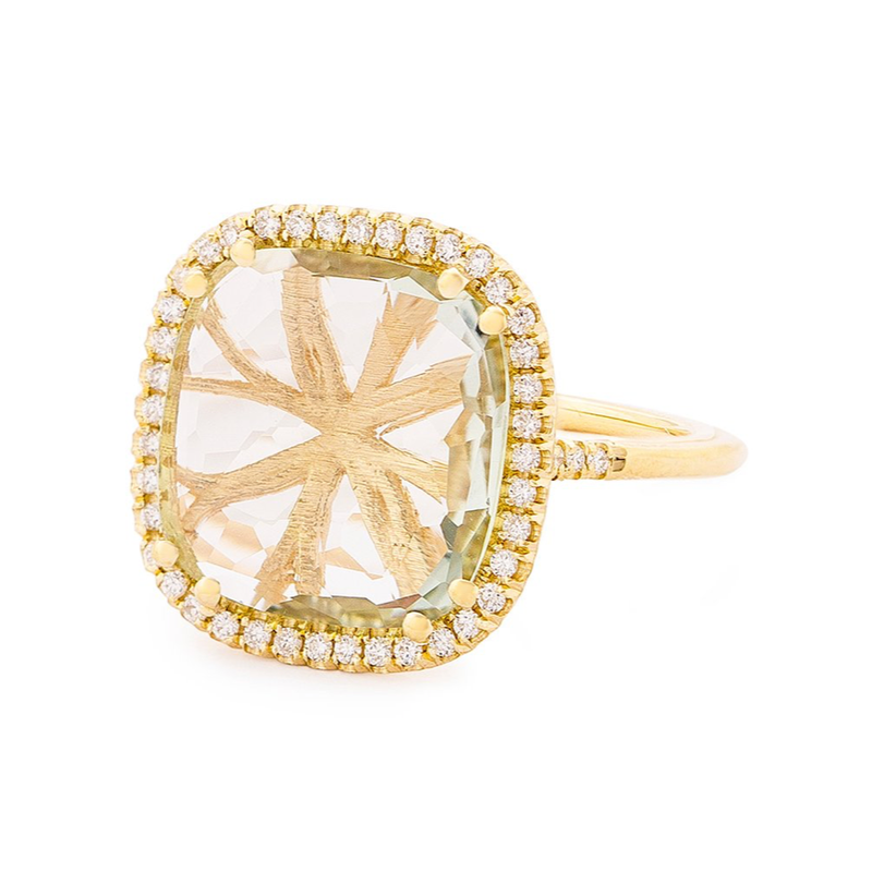 14K LARGE CUSHION SOLEIL RING