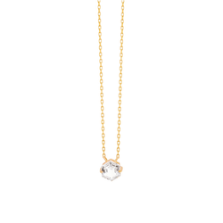 14K PETITE HEXAGON NECKLACE - WHITE TOPAZ