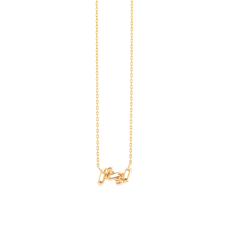 14K NOLA SMALL BAGUETTE BAR NECKLACE - WHITE TOPAZ