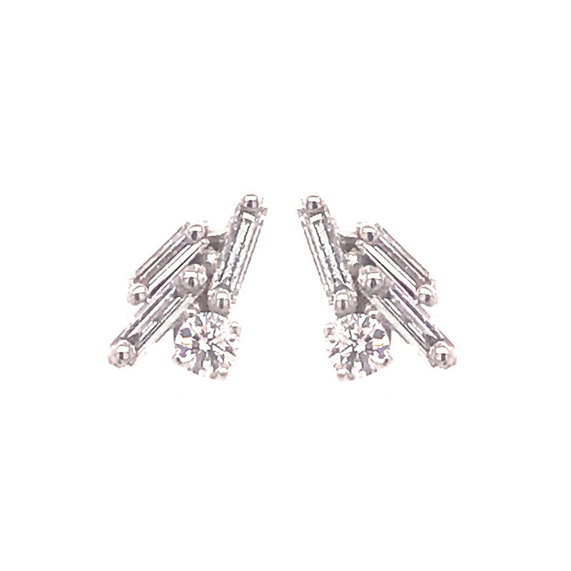 18K 3 BAGUETTE CLUSTER EARRINGS