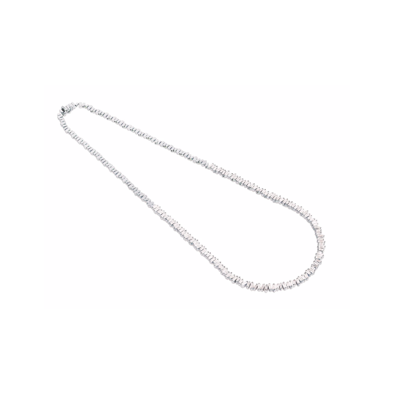 18K MINI BAGUETTE TENNIS NECKLACE