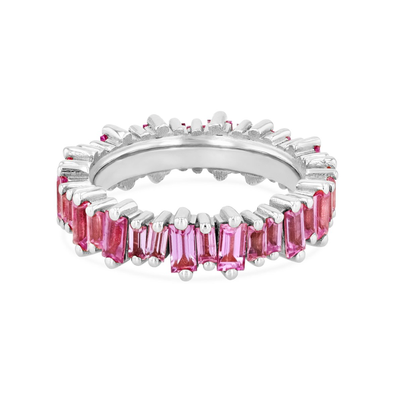 18K PINK SAPPHIRE BAGUETTE ETERNITY BAND