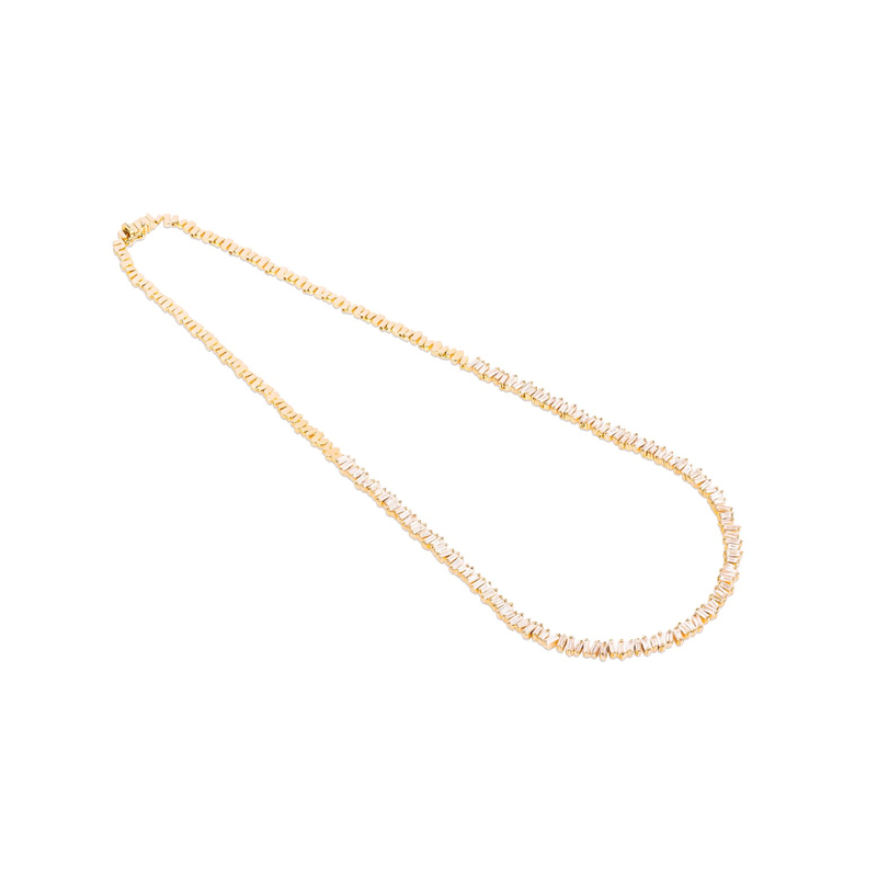 18K MINI BAGUETTE TENNIS NECKLACE