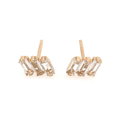 14K 3 BAGUETTE FIREWORK POST EARRINGS