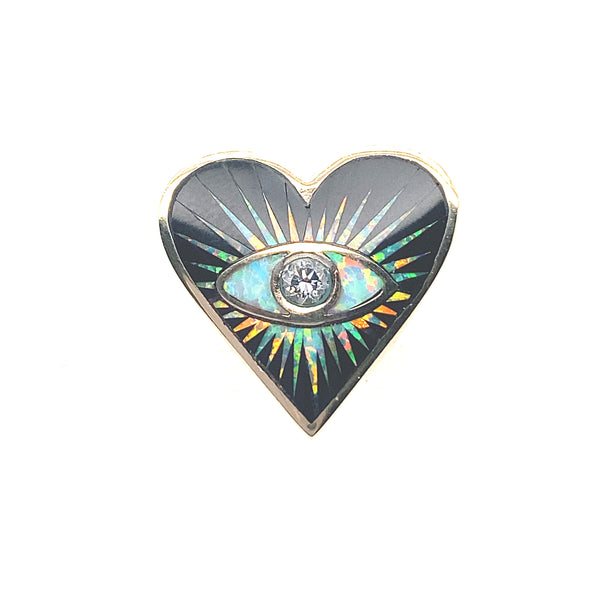 EYE BURST HEART INLAY RING (SIZE 8)