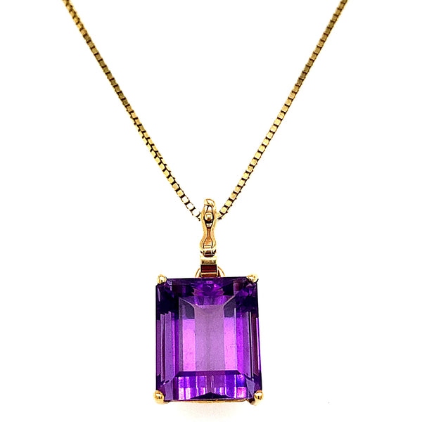 VINTAGE AMETHYST PENDANT ON BOX CHAIN