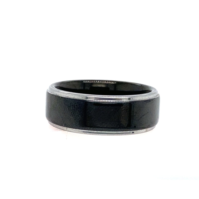 MENS BLACK WIDE FLAT BAND